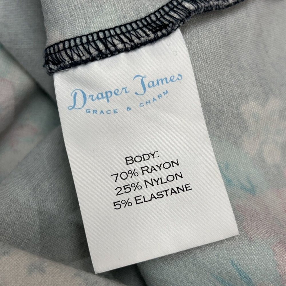 Draper James Womens L Dress Floral Ruffle Midi Blue Stretchy Knit Career Office - Picture 8 of 8